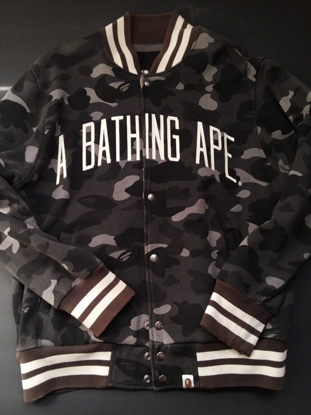 Vintage Bape Football City Camo Stadium Varsity Sweat Jacket by A Bathing Ape M